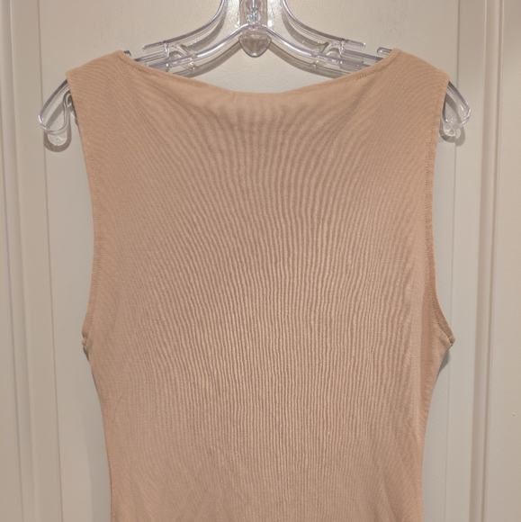 Weworewhat Boat Neck Midi Beige Classic Elegant Dress Size Large - Picture 8 of 12